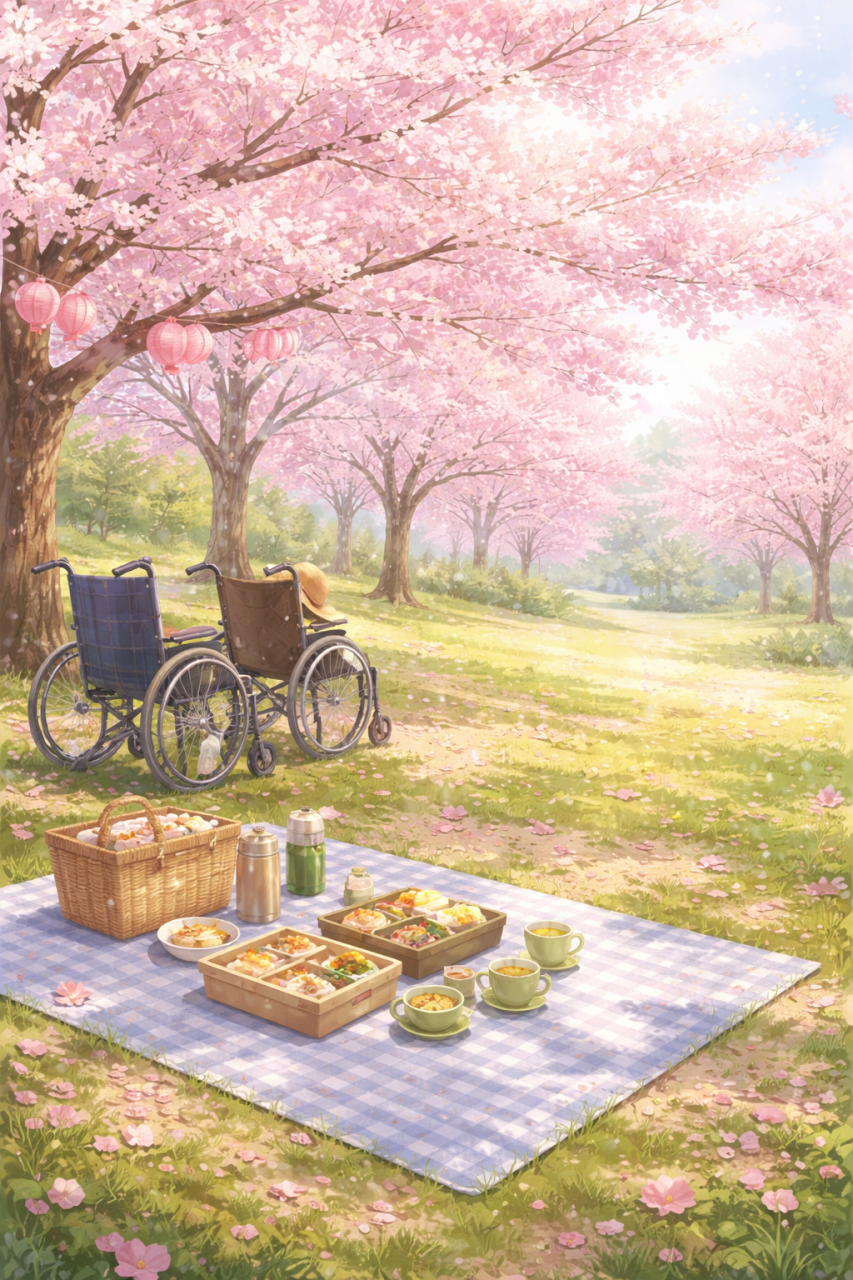 桜満開のお花見